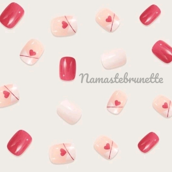 2/$16 Pink Hearts French Manicure Press On Nails - Picture 4 of 16